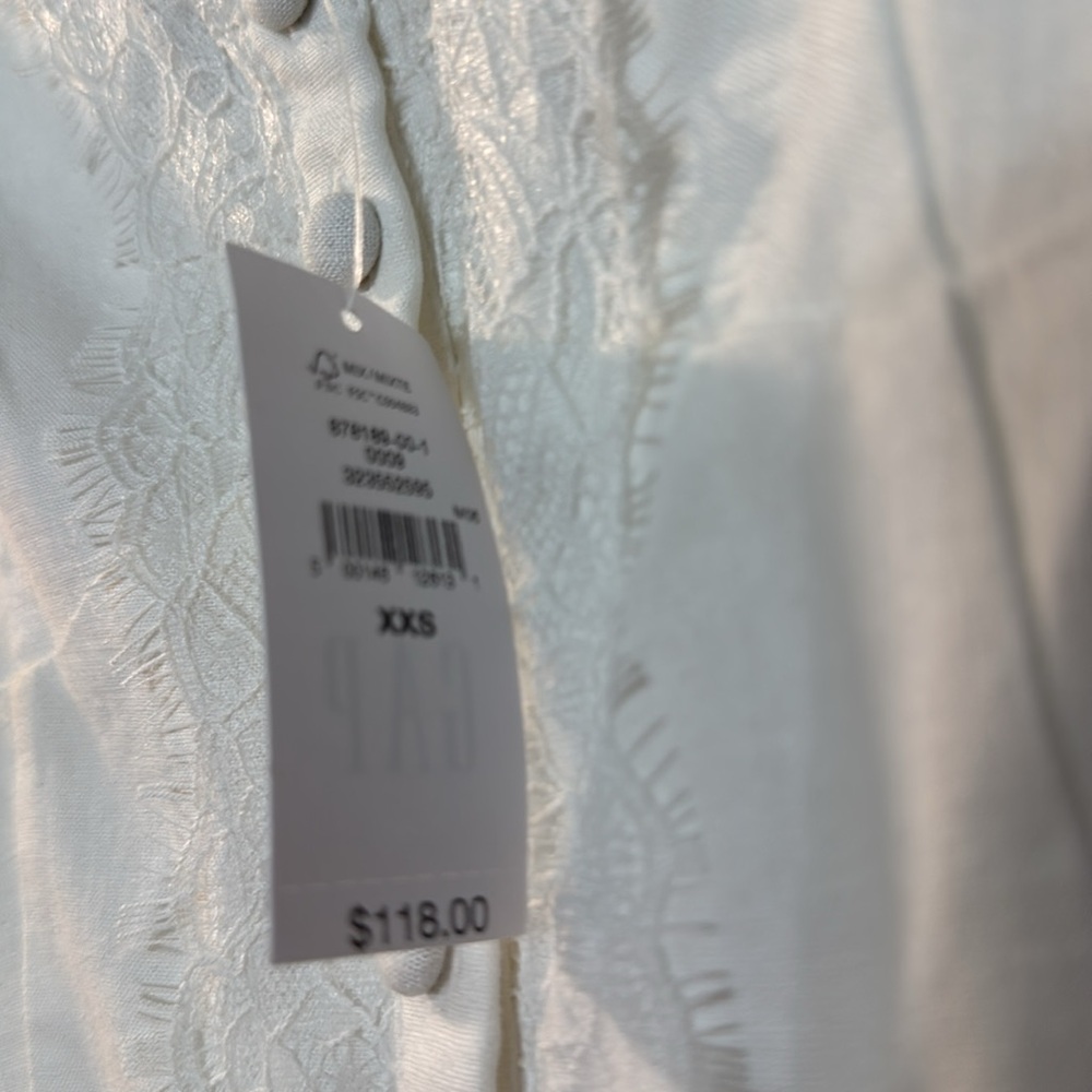 NWT! Gap White Linen-Blend Lace-Inset Maxi Dress - Picture 9 of 11